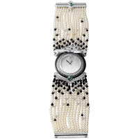 High Jewelry watch (Small model 18K white gold diamonds pearls onyx emeralds) 3