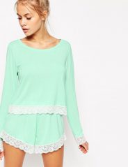 Lace Trim Long Sleeve Tee & Short Pyjama Set_2