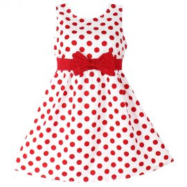 Girls Dress Red Polka Dot Bow_01