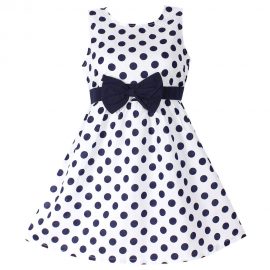 New Girls Dress Blue Polka Dot_01