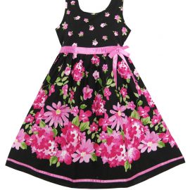 Sunny Fashion Girls Dress Hot Pink Flower_01