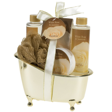 White Rose Jasmine Gold Tub Spa Bath Gift Set 1