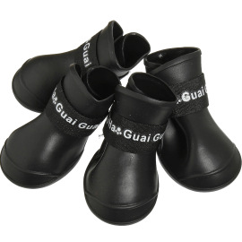 Pet Dog Rain Boots Booties Waterproof Protective Rubber Shoes,3 sizes,BLACK_1