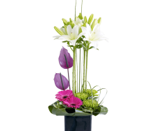Rose, Gerbera and Vanda Orchid Arrangement 04