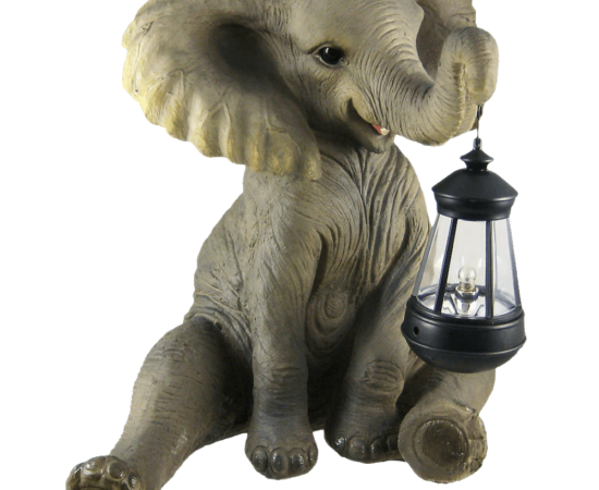 Cute African Elephant Porch – Garden Statue W- Lantern 1 Cute African Elephant Porch – Garden Statue W- Lantern 1