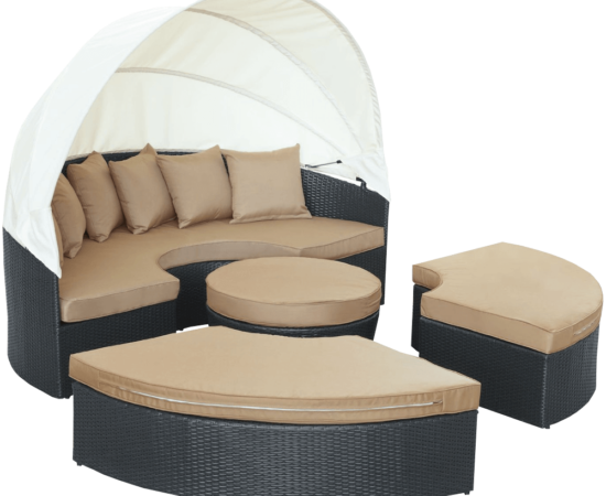 LexMod Quest Circular Outdoor Wicker Rattan Patio Daybed_4