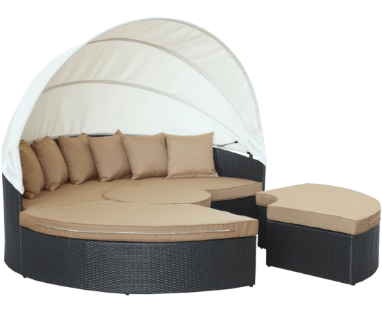 LexMod Quest Circular Outdoor Wicker Rattan Patio Daybed_5