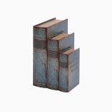 Faux Leather Book Boxes (Set Of 3), Blue_1