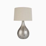 Stone & Beam Textured Silver Table Lamp, With Bulb, White Shade_2