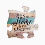 What I Love about Home is Who I share it With Multicolor 12 x 12 Wood Wall Art Puzzle Piece_1