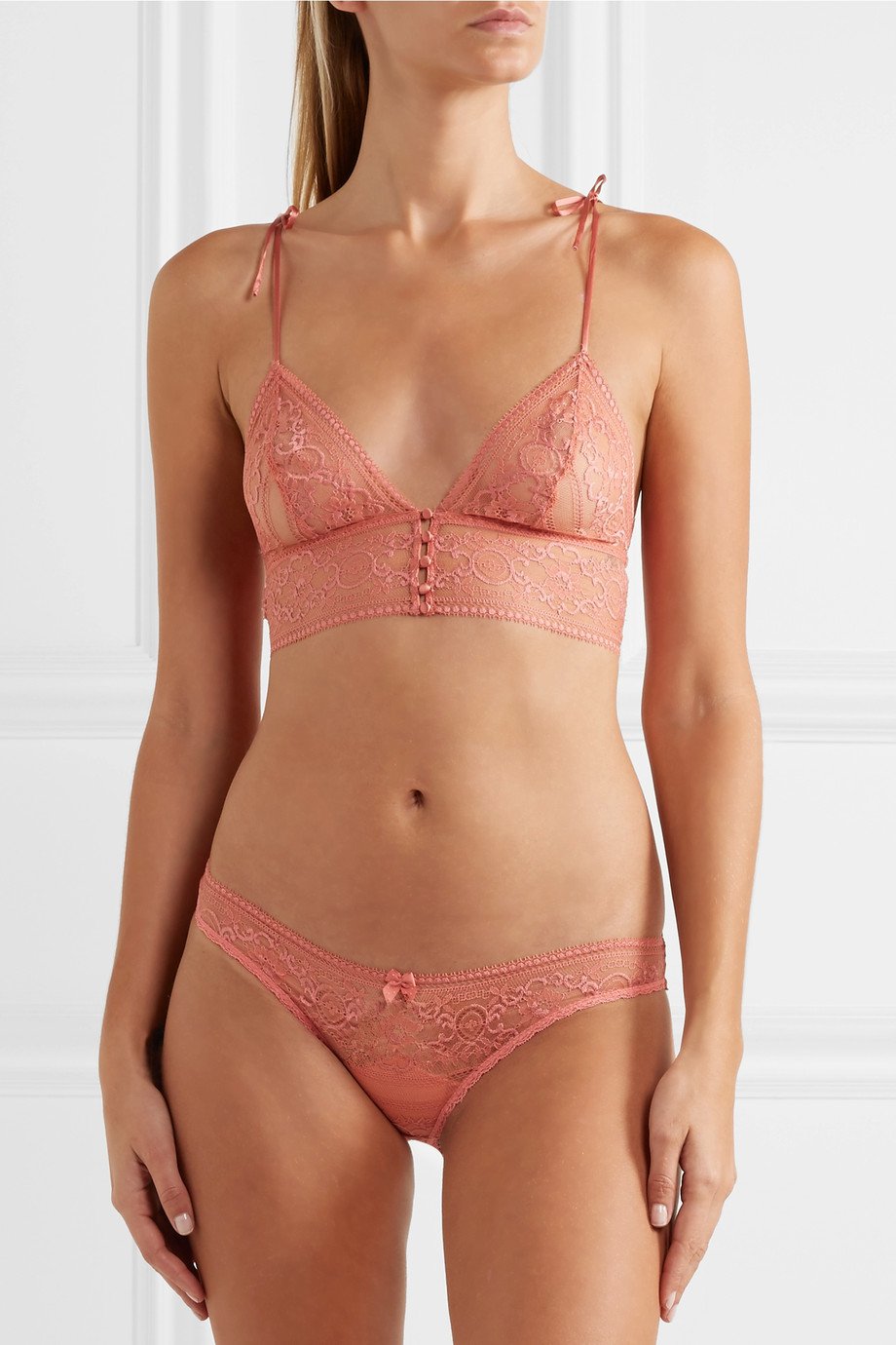 Ophelia Whistling stretch-Leavers lace soft-cup bra (2)