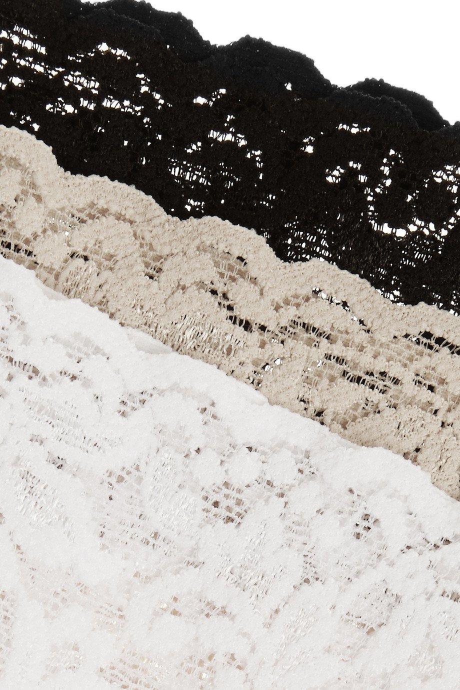 Set of three Low Rise lace-trimmed organic stretch-cotton thongs (4)