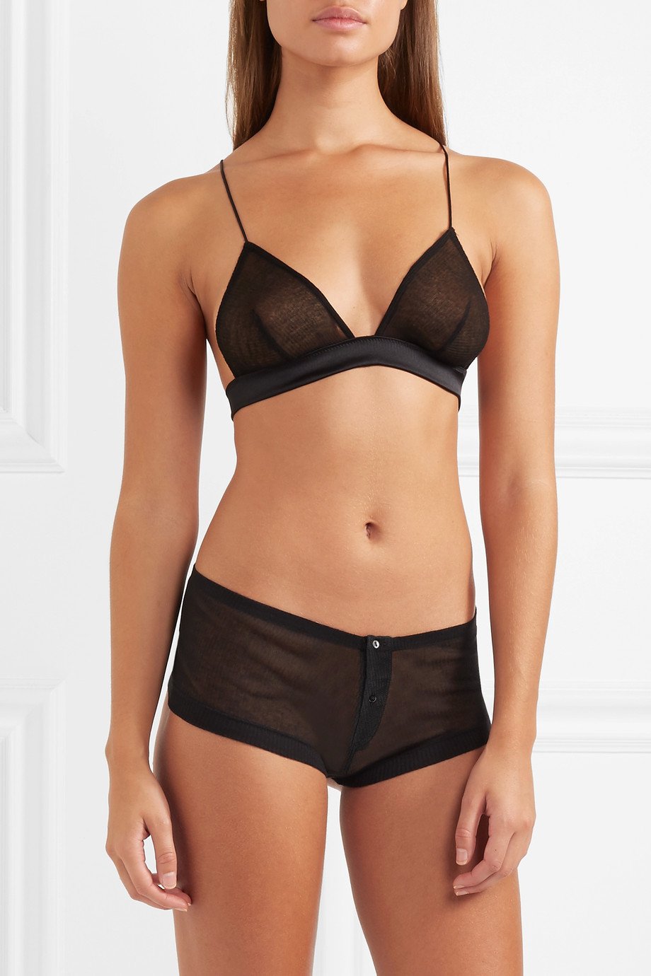 Silk-trimmed ribbed modal and cashmere-blend soft-cup triangle bra (2)