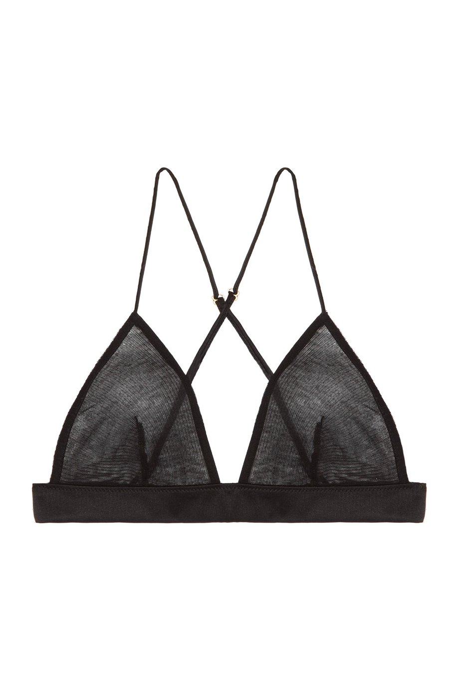 Silk-trimmed ribbed modal and cashmere-blend soft-cup triangle bra