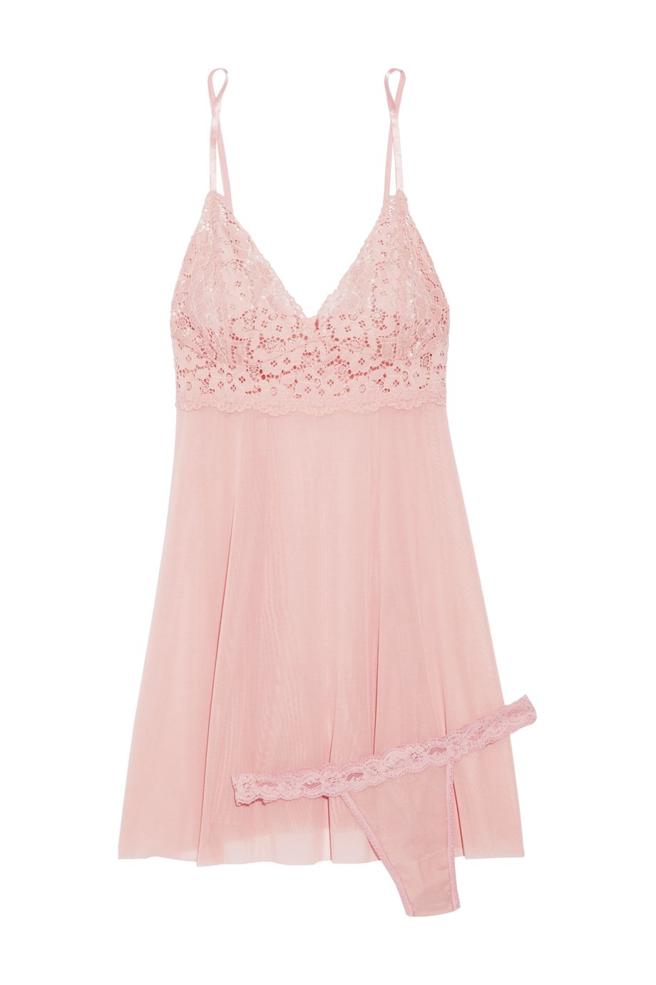Sophia stretch-corded lace and tulle camisole and thong set