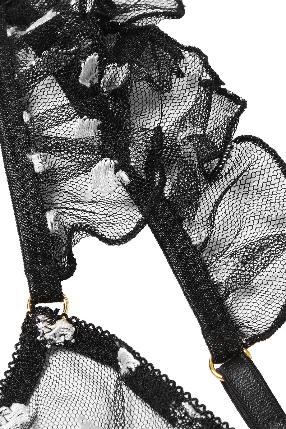 Anna ruffled Swiss-dot tulle soft-cup triangle bra (4)