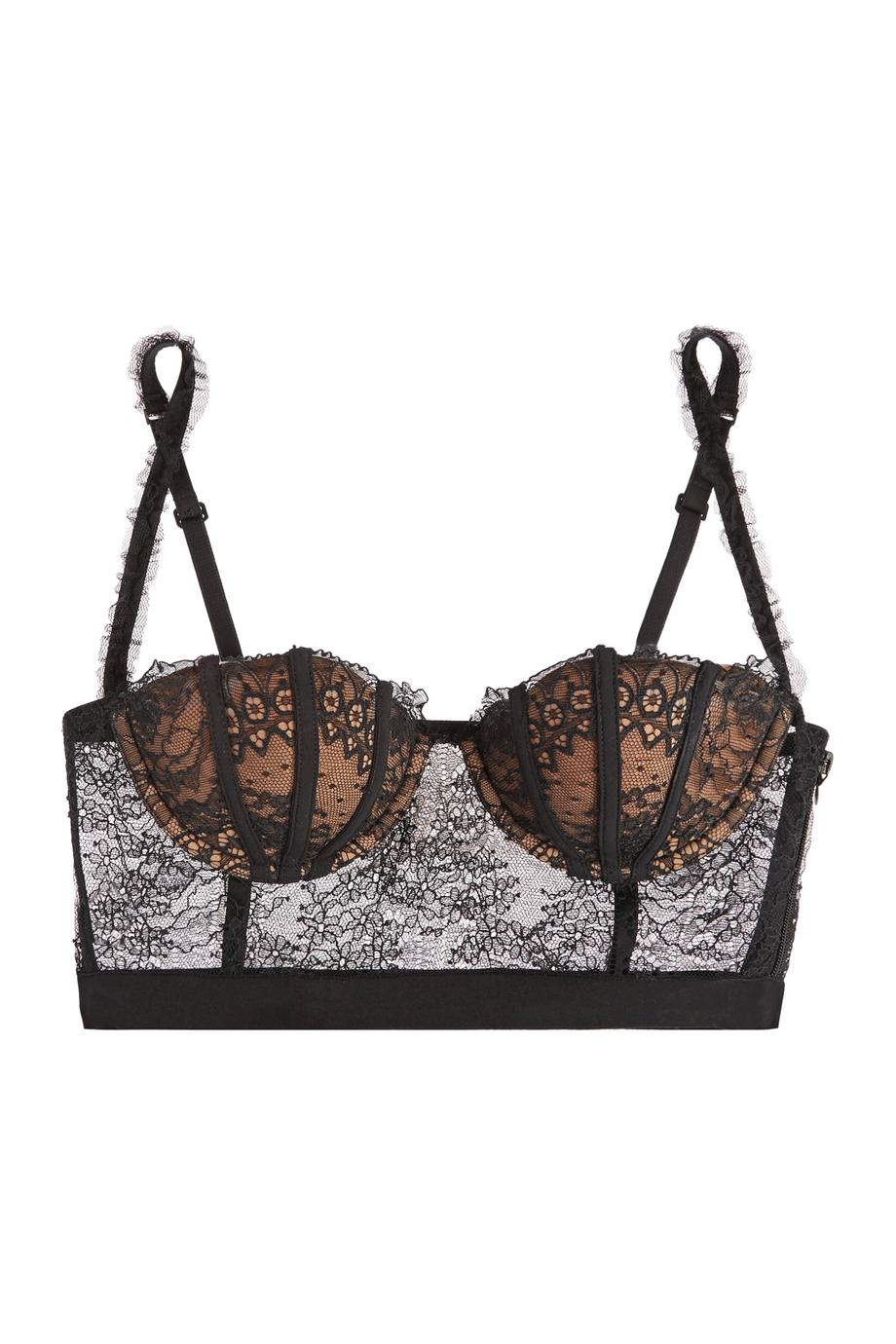 Lace Frills stretch-Leavers lace and jersey underwired bra
