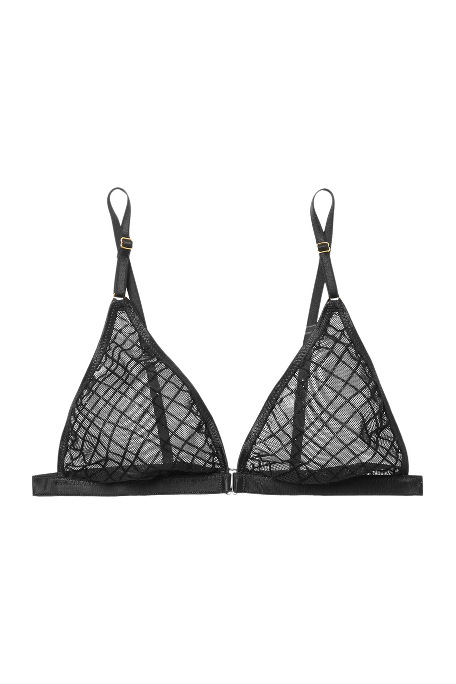 Vanda glittered flocked tulle soft-cup triangle bra