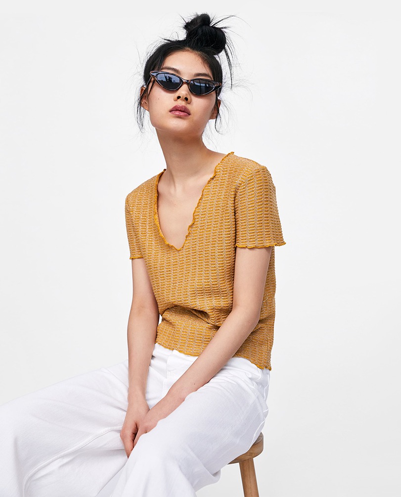 Jacquard T-Shirt With Metallic Thread_2