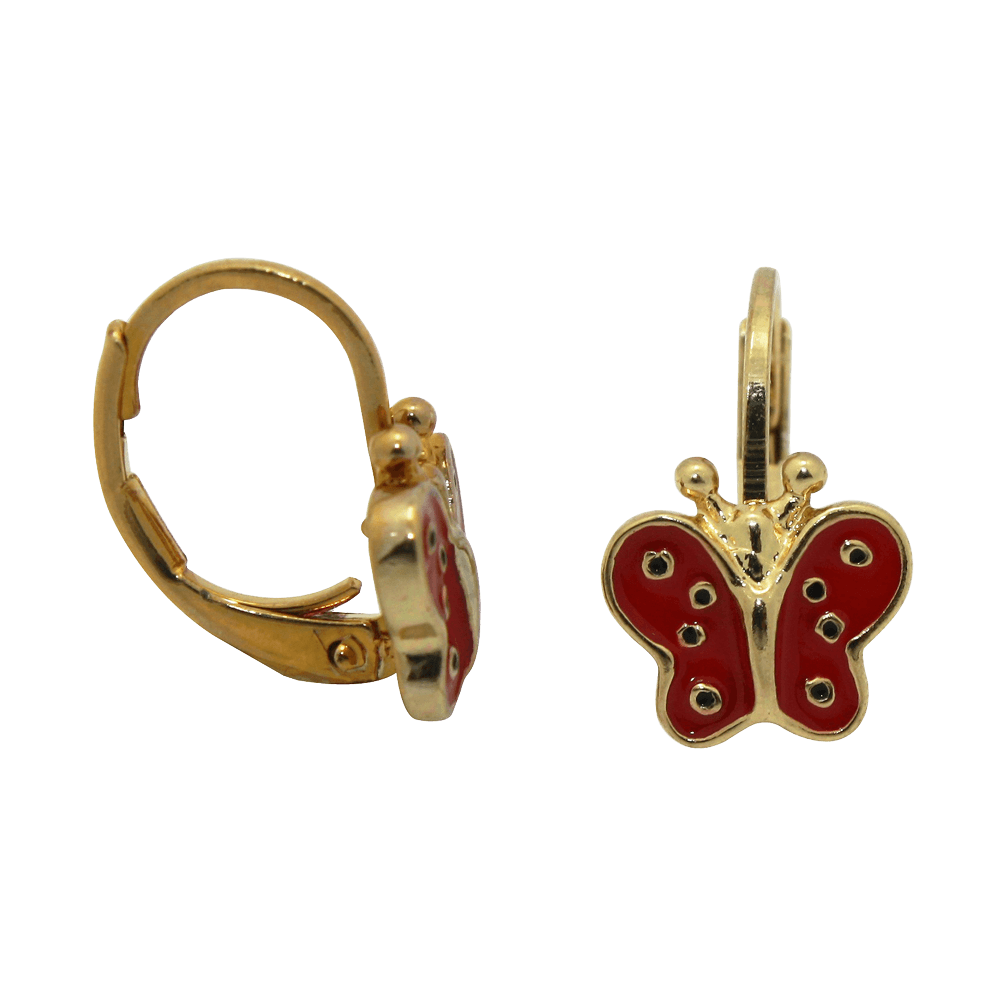 Junior Jewels 18k Yellow Gold Overlay Enamel Butterfly Leverback Earrings_02