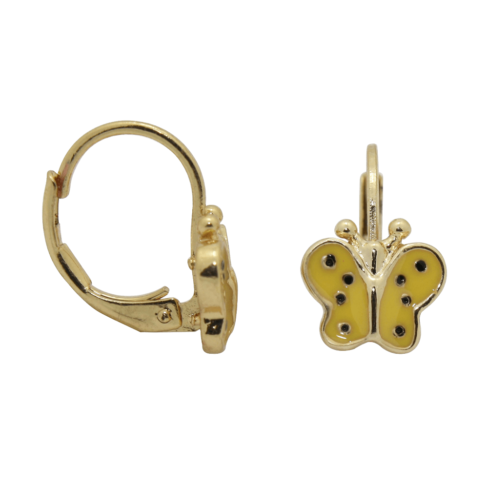 Junior Jewels 18k Yellow Gold Overlay Enamel Butterfly Leverback Earrings_03