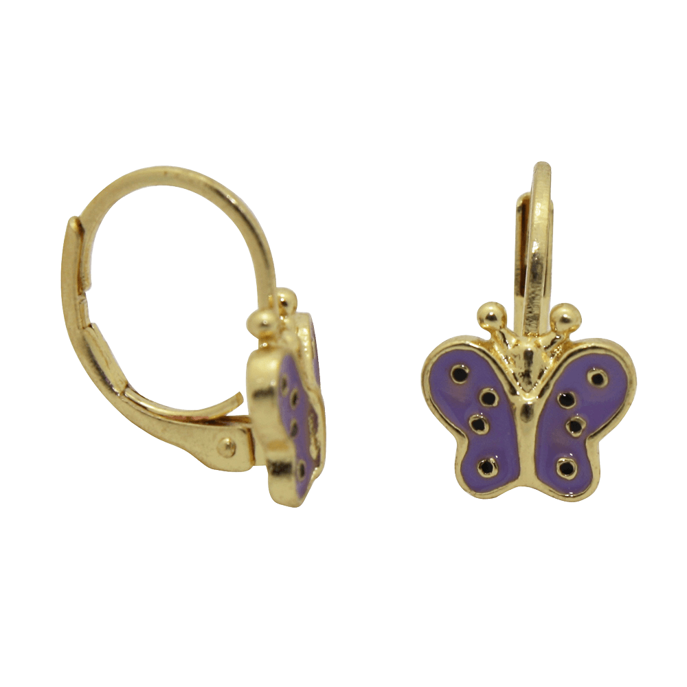 Junior Jewels 18k Yellow Gold Overlay Enamel Butterfly Leverback Earrings_04