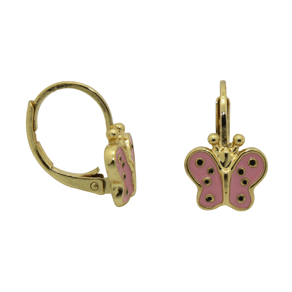 Junior Jewels 18k Yellow Gold Overlay Enamel Butterfly Leverback Earrings_05