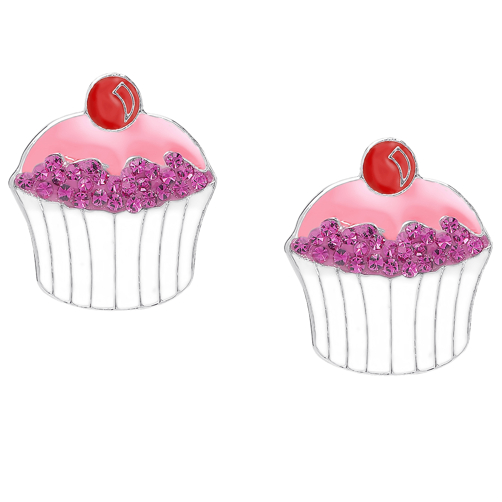 Molly and Emma Sterling Silver and Crystal Cupcake Necklace and Stud Earrings Set_05