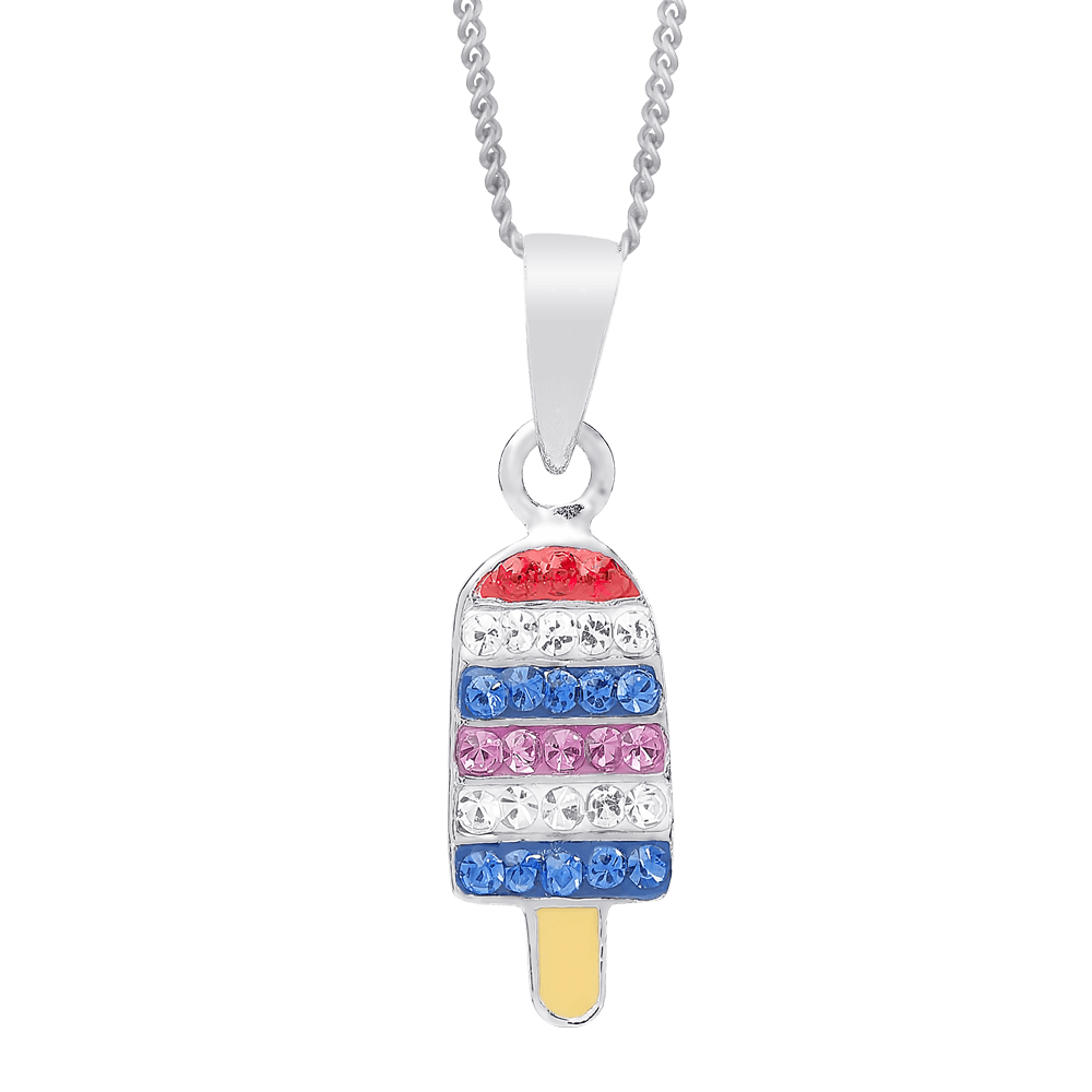 Molly and Emma Sterling Silver and Crystal Ice Cream 2 Necklace and Stud Earrings Set_02