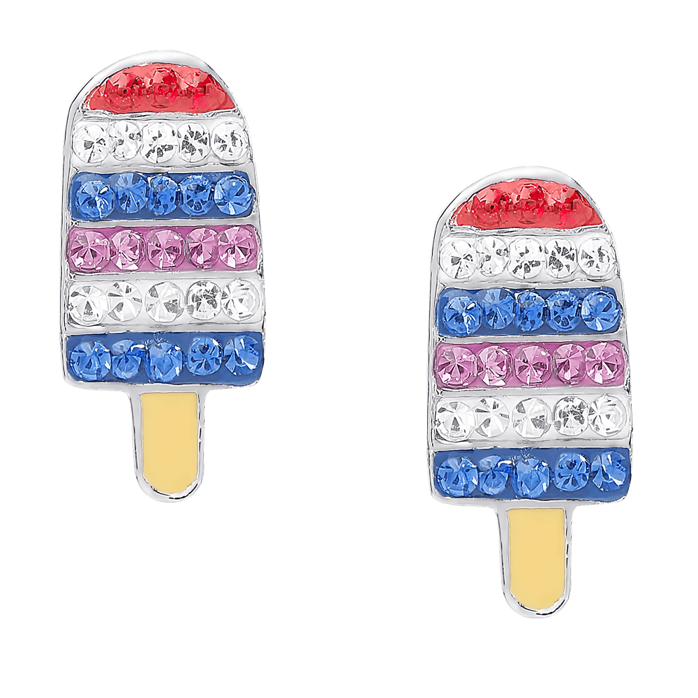 Molly and Emma Sterling Silver and Crystal Ice Cream 2 Necklace and Stud Earrings Set_03
