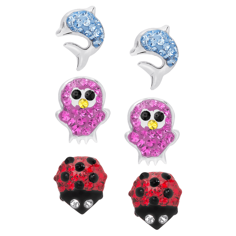 Molly and Emma Sterling Silver and Crystal Stud Earrings Set_01