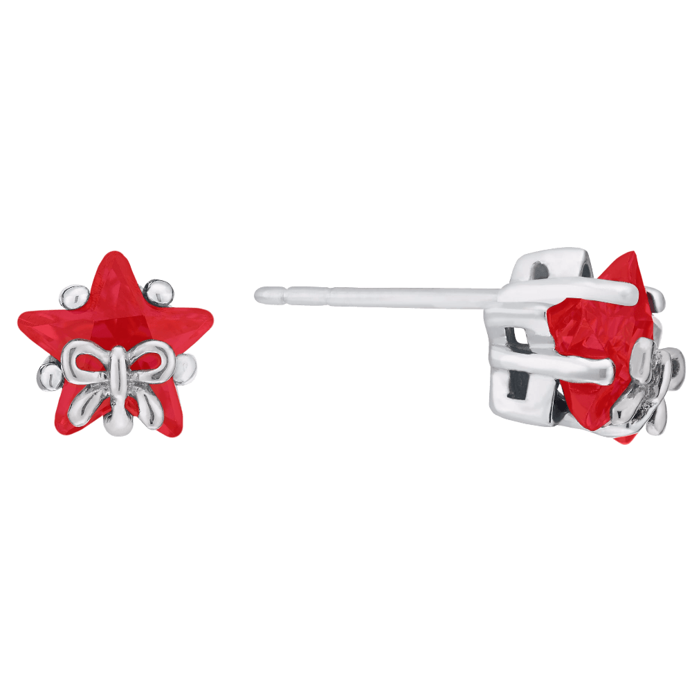 Silver Children's Star & Bow Cubic Zirconia Earrings_02