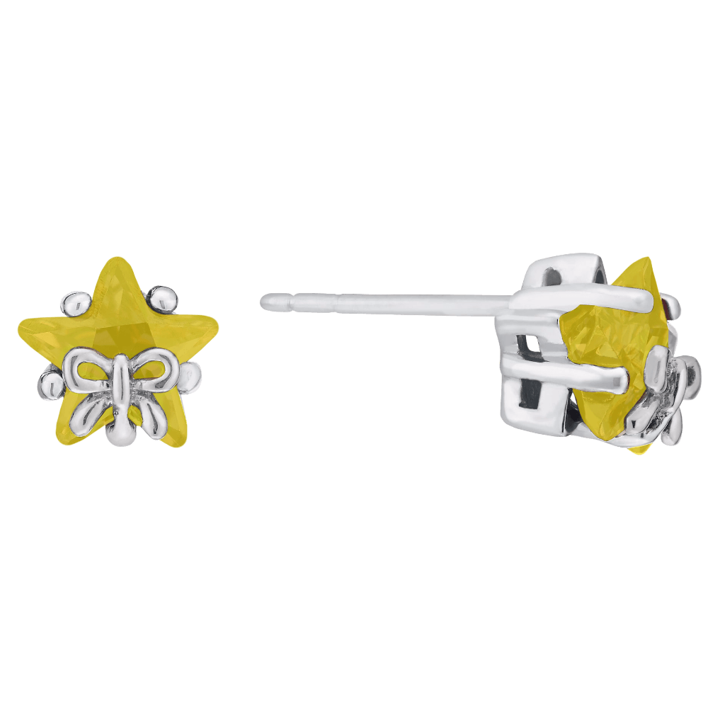 Silver Children's Star & Bow Cubic Zirconia Earrings_03
