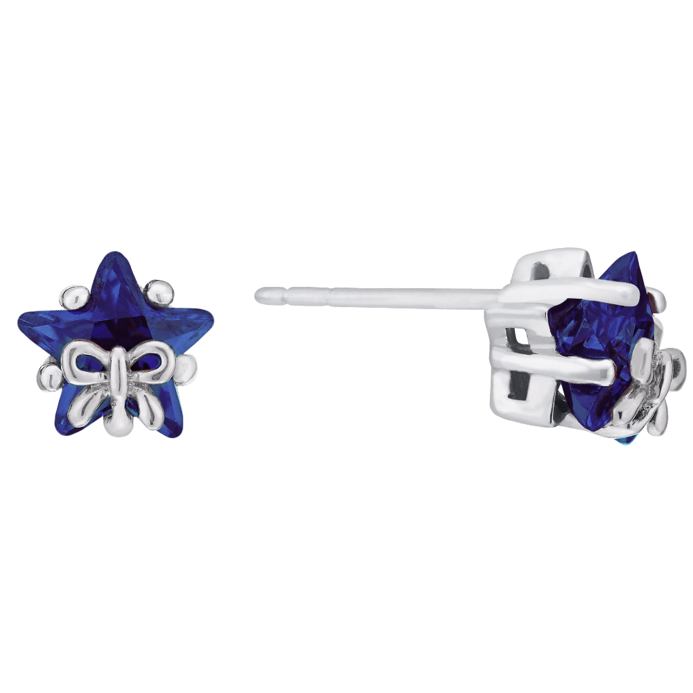 Silver Children's Star & Bow Cubic Zirconia Earrings_04