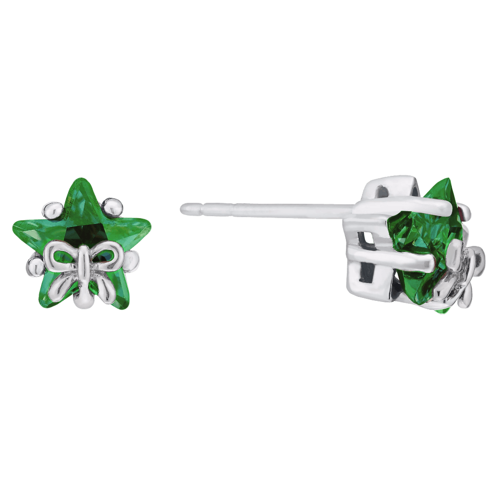 Silver Children's Star & Bow Cubic Zirconia Earrings_05