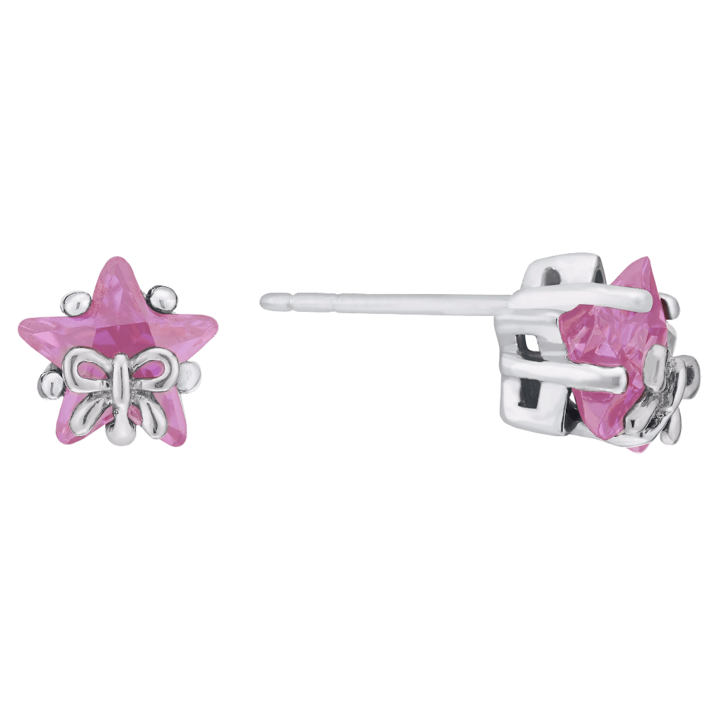 Silver Children's Star & Bow Cubic Zirconia Earrings_06