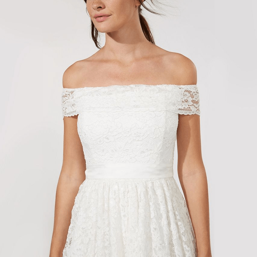 Debut Ivory Lace 'Eternity' Bardot Neck Wedding Dress (1)