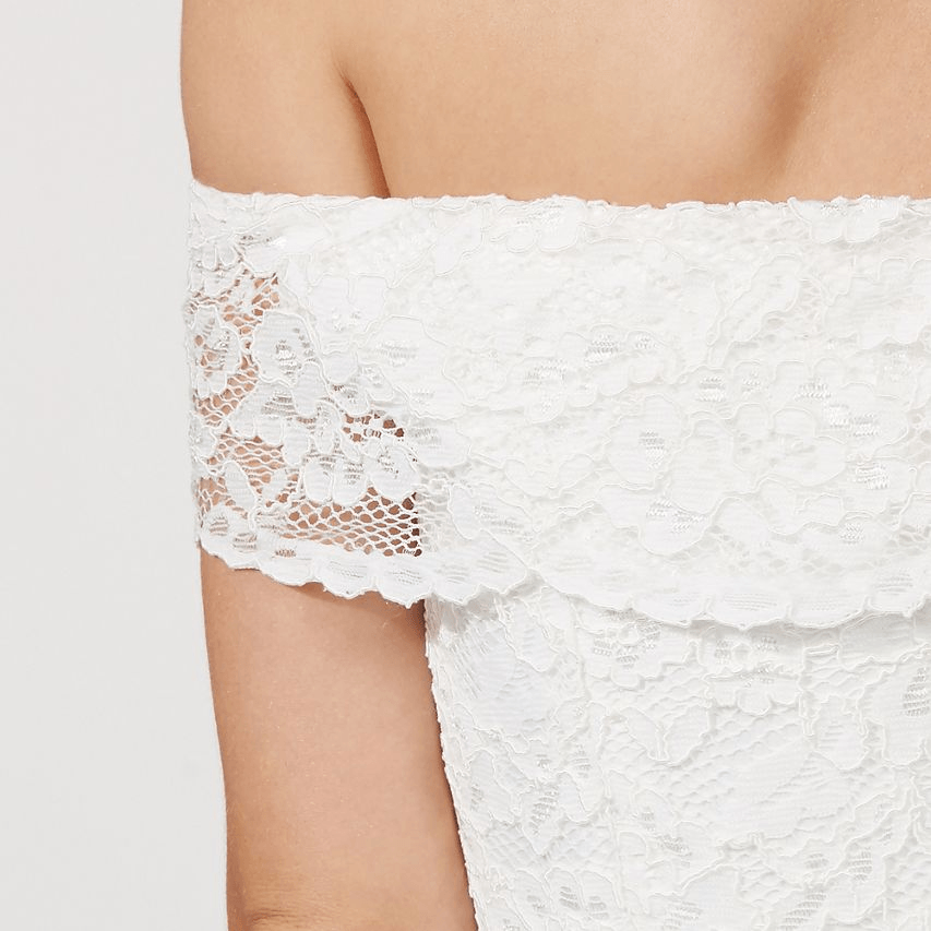 Debut Ivory Lace 'Eternity' Bardot Neck Wedding Dress (2)