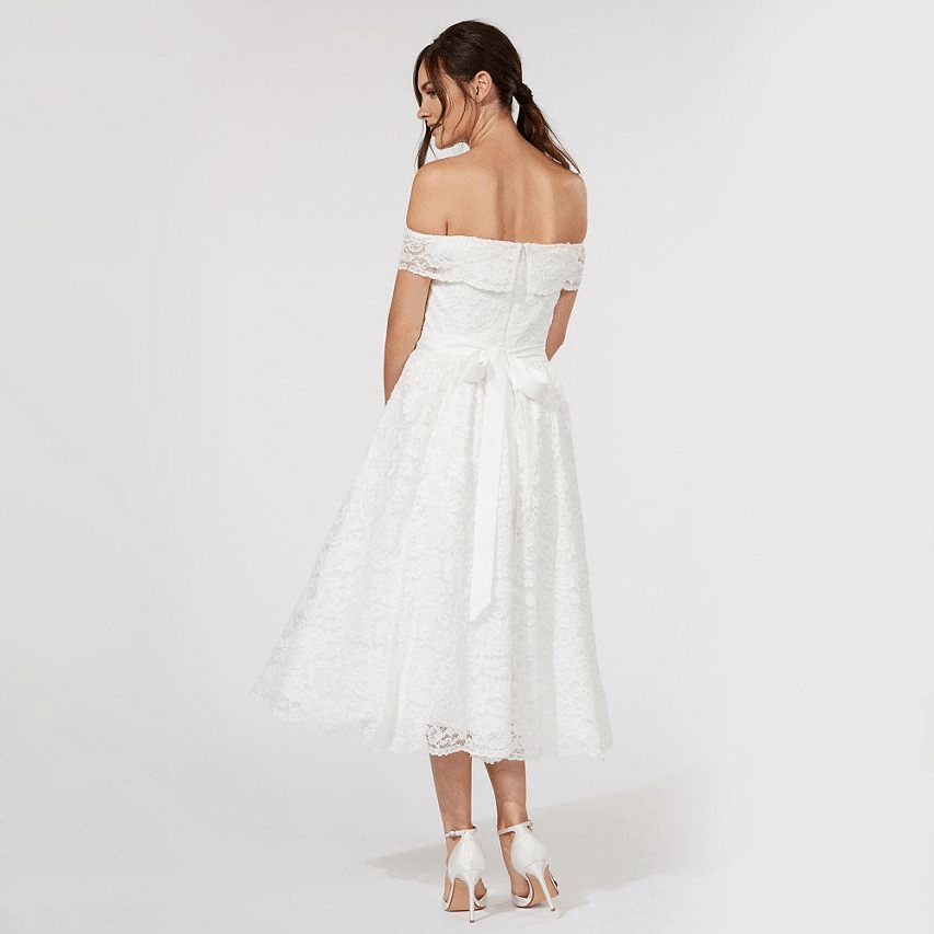 Debut Ivory Lace 'Eternity' Bardot Neck Wedding Dress (3)