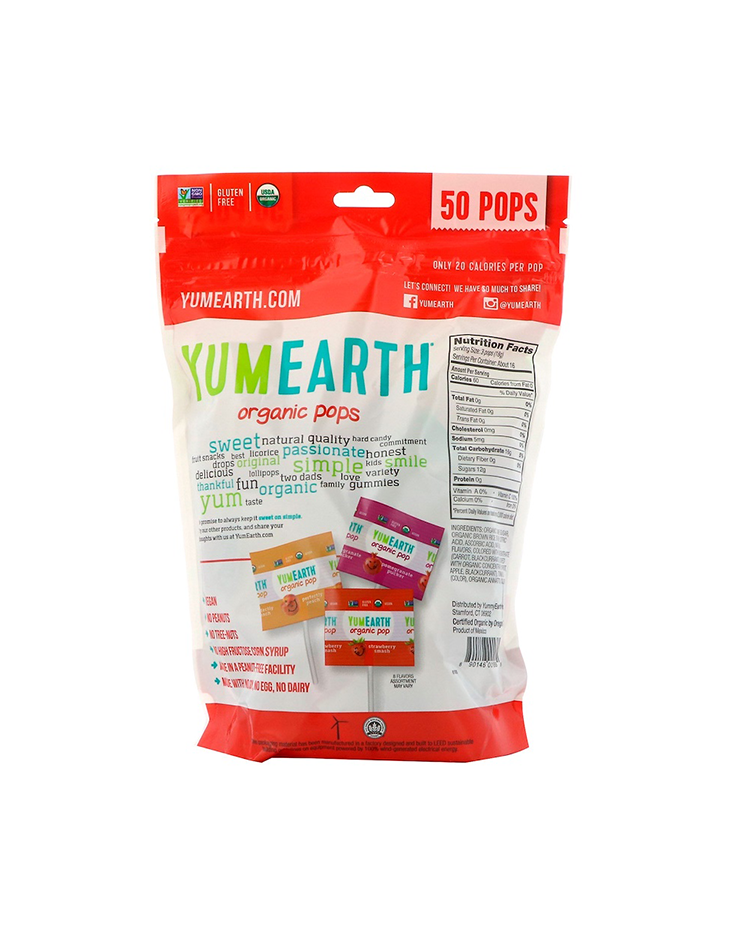 YumEarth, Organic Pops, Assorted Flavors, 50 Pops, 12.3 oz (348.7 g)_1