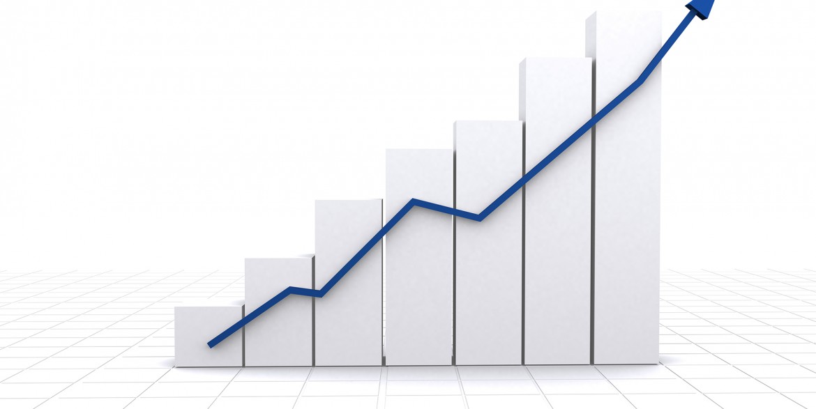 business statistics - white graph over a white background on a tiled floor