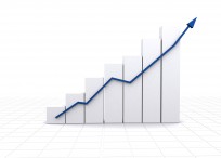 business statistics - white graph over a white background on a tiled floor