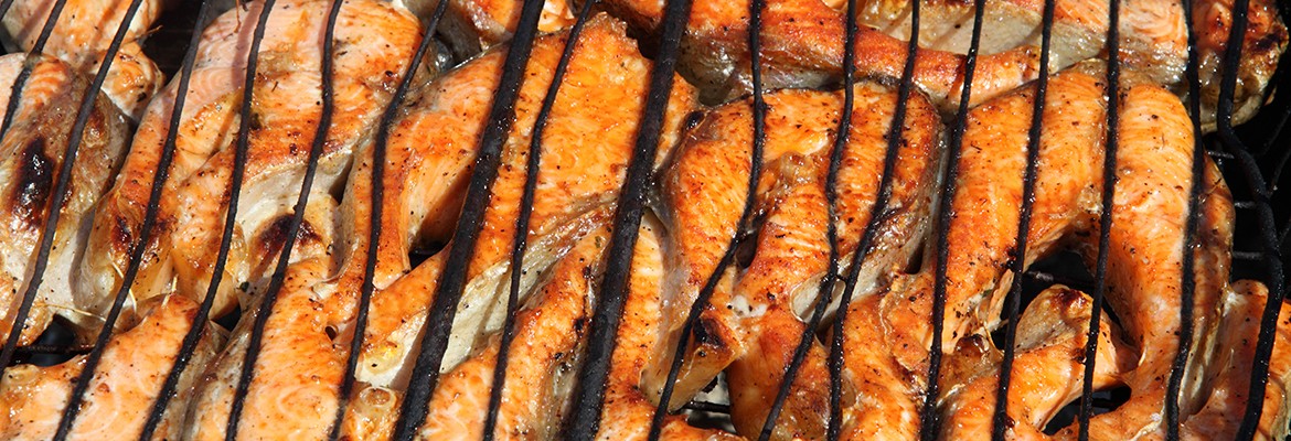 Red trout fried on a grill
