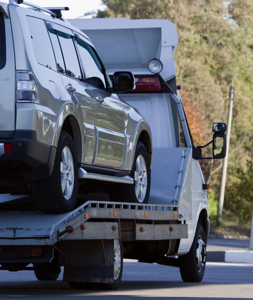 tow truck loaded up the car