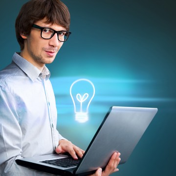 Business man working with his modern computer and virtual interf