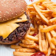 Cheese burger - American cheese burger with fresh salad