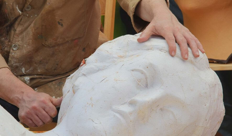 Sitting Bull Statue in MI - Final Touch Up