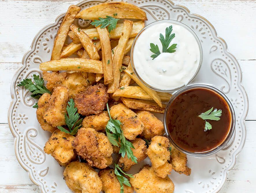 Hot Grilled Chicken Breast With French Fries