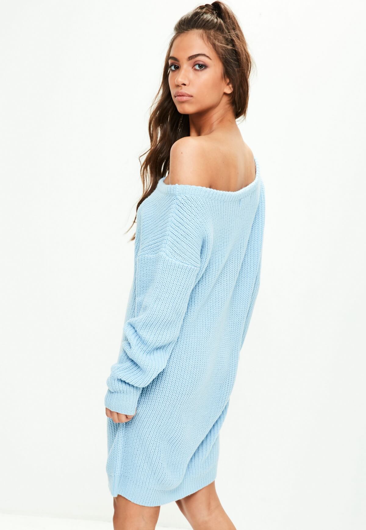 Blue off shoulder jumper dress (3)