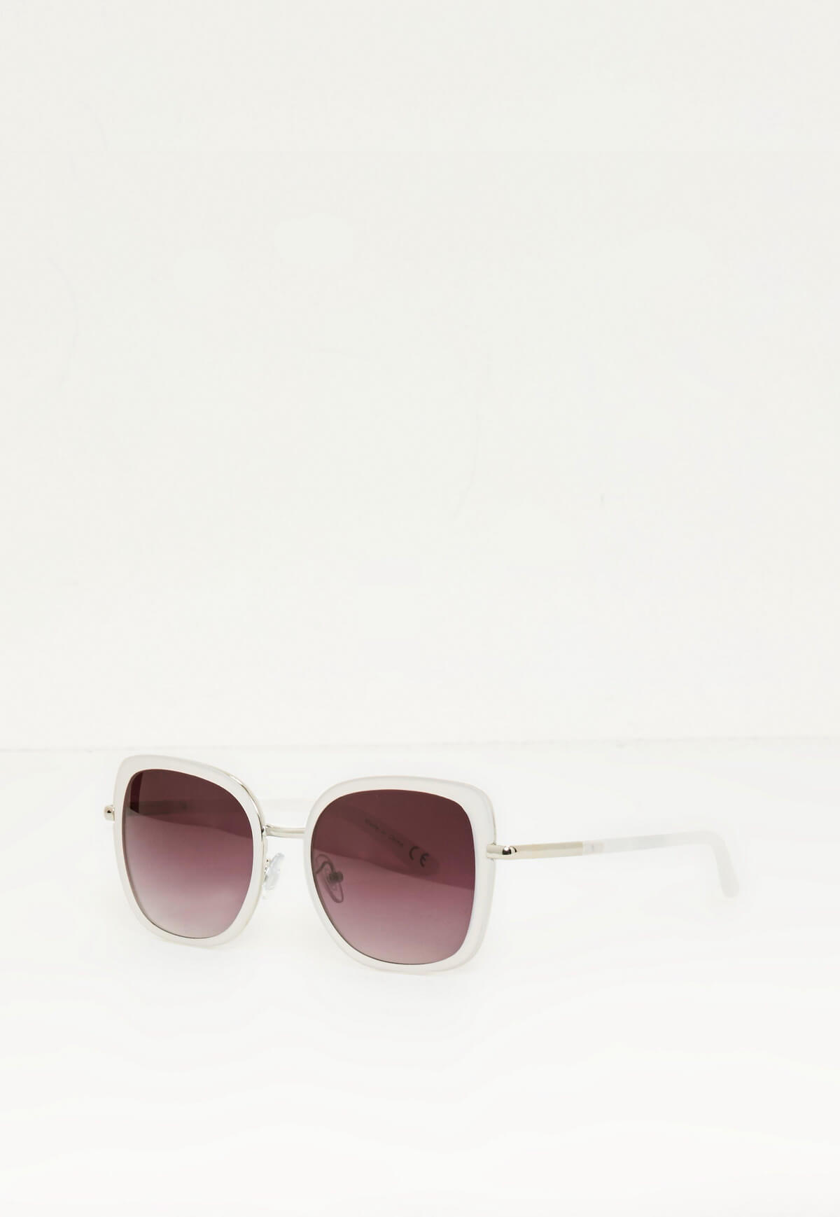White matte frame square sunglasses (1)